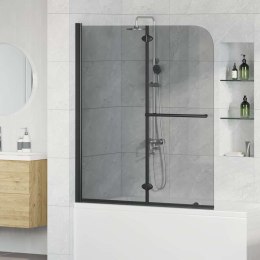 OSŁONA PRYSZNICOWA CZARNY 120 X 140 CM SZKŁO ESG I ALUMINIUM
