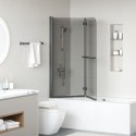 OSŁONA PRYSZNICOWA CZARNY 120 X 140 CM SZKŁO ESG I ALUMINIUM