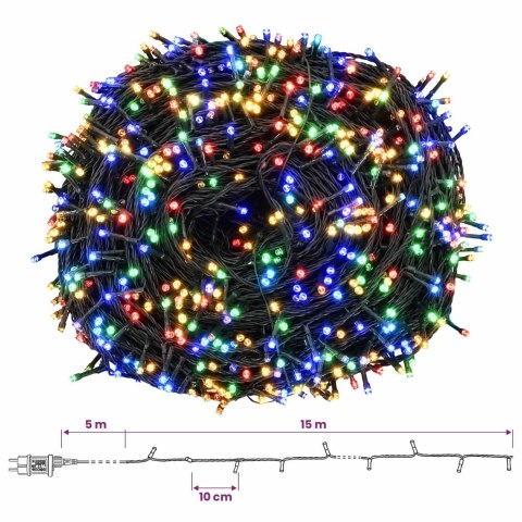DWUKOLOROWE LAMPKI CHOINKOWE 150 LED WIELOKOLOROWY 15 M