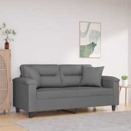 2-OSOBOWA SOFA Z PODUSZKAMI CIEMNOSZARA 140 CM MIKROFIBRA