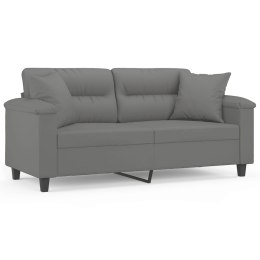 2-OSOBOWA SOFA Z PODUSZKAMI CIEMNOSZARA 140 CM MIKROFIBRA