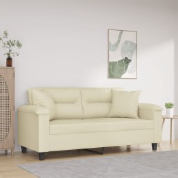 2-OSOBOWA SOFA Z PODUSZKAMI KREMOWA 140 CM SZTUCZNA SKÓRA