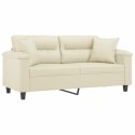 2-OSOBOWA SOFA Z PODUSZKAMI KREMOWA 140 CM SZTUCZNA SKÓRA