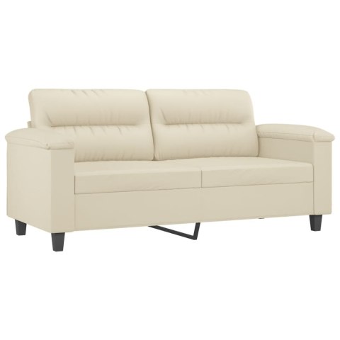 2-OSOBOWA SOFA Z PODUSZKAMI KREMOWA 140 CM SZTUCZNA SKÓRA