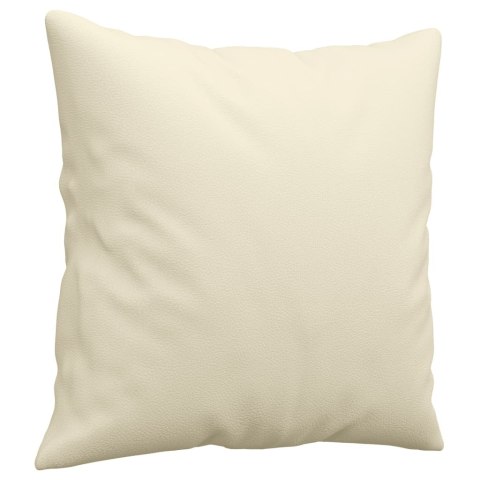 2-OSOBOWA SOFA Z PODUSZKAMI KREMOWA 140 CM SZTUCZNA SKÓRA