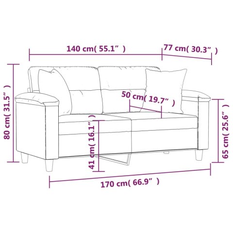 2-OSOBOWA SOFA Z PODUSZKAMI KREMOWA 140 CM SZTUCZNA SKÓRA