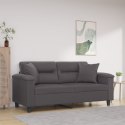 2-OSOBOWA SOFA Z PODUSZKAMI SZARA 140 CM SZTUCZNA SKÓRA