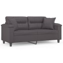 2-OSOBOWA SOFA Z PODUSZKAMI SZARA 140 CM SZTUCZNA SKÓRA
