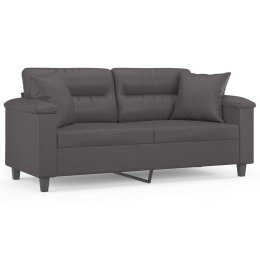 2-OSOBOWA SOFA Z PODUSZKAMI SZARA 140 CM SZTUCZNA SKÓRA