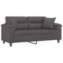 2-OSOBOWA SOFA Z PODUSZKAMI SZARA 140 CM SZTUCZNA SKÓRA