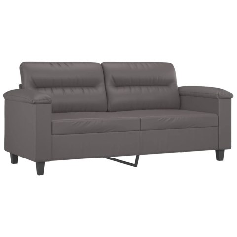 2-OSOBOWA SOFA Z PODUSZKAMI SZARA 140 CM SZTUCZNA SKÓRA