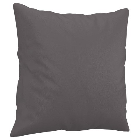 2-OSOBOWA SOFA Z PODUSZKAMI SZARA 140 CM SZTUCZNA SKÓRA
