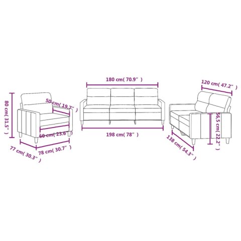 3-CZĘŚCIOWY KOMPLET WYPOCZYNKOWY OBITY TKANINĄ KREMOWA
