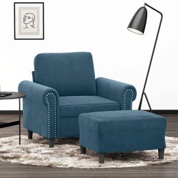 FOTEL Z PODNÓŻKIEM NIEBIESKI 60 CM OBITY AKSAMITEM