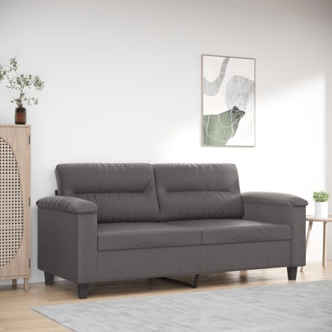 2-OSOBOWA SOFA SZARY 140 CM SZTUCZNA SKÓRA