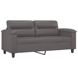 2-OSOBOWA SOFA SZARY 140 CM SZTUCZNA SKÓRA