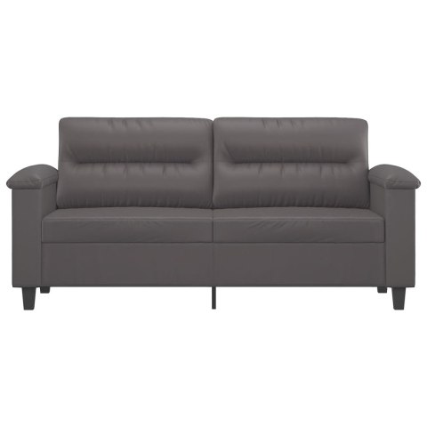 2-OSOBOWA SOFA SZARY 140 CM SZTUCZNA SKÓRA