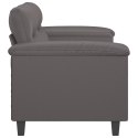 2-OSOBOWA SOFA SZARY 140 CM SZTUCZNA SKÓRA