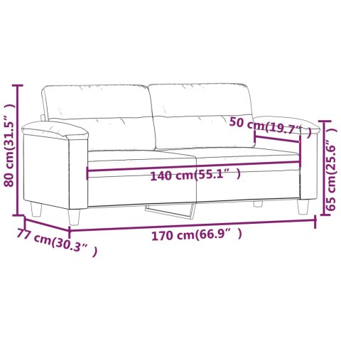 2-OSOBOWA SOFA SZARY 140 CM SZTUCZNA SKÓRA