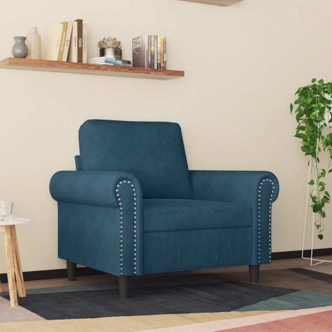 FOTEL NIEBIESKI 60 CM OBITY AKSAMITEM