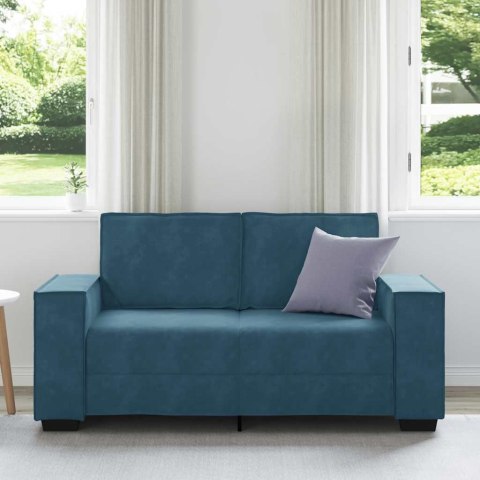 SOFA 2-OSOBOWA NIEBIESKI 160X78X84 CM TAPICEROWANA AKSAMITEM