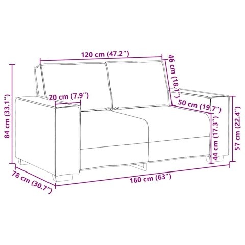 SOFA 2-OSOBOWA NIEBIESKI 160X78X84 CM TAPICEROWANA AKSAMITEM