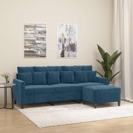 3-OSOBOWA SOFA Z PODNÓŻKIEM NIEBIESKA 180 CM AKSAMIT