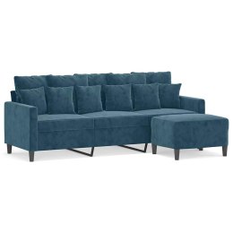 3-OSOBOWA SOFA Z PODNÓŻKIEM NIEBIESKA 180 CM AKSAMIT