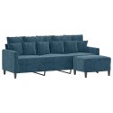 3-OSOBOWA SOFA Z PODNÓŻKIEM NIEBIESKA 180 CM AKSAMIT