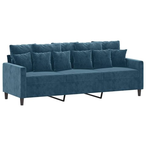 3-OSOBOWA SOFA Z PODNÓŻKIEM NIEBIESKA 180 CM AKSAMIT