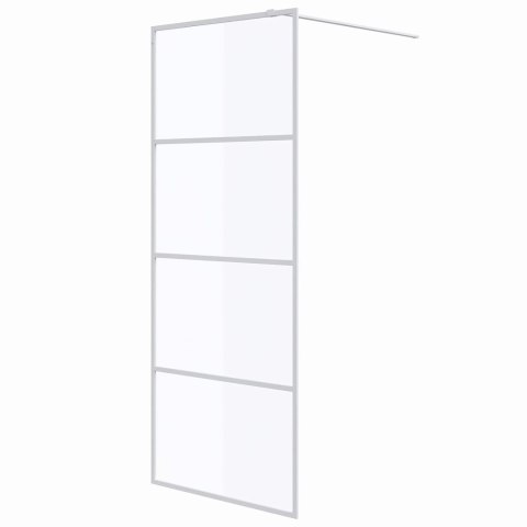ŚCIANKA PRYSZNICOWA BIAŁA 80X195 CM PRZEZROCZYSTE SZKŁO ESG