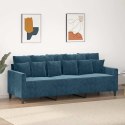 SOFA 3-OSOBOWA NIEBIESKI 180 CM TAPICEROWANA AKSAMITEM