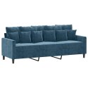 SOFA 3-OSOBOWA NIEBIESKI 180 CM TAPICEROWANA AKSAMITEM
