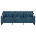 SOFA 3-OSOBOWA NIEBIESKI 180 CM TAPICEROWANA AKSAMITEM