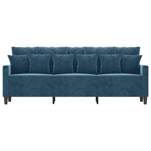 SOFA 3-OSOBOWA NIEBIESKI 180 CM TAPICEROWANA AKSAMITEM