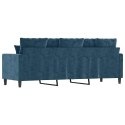 SOFA 3-OSOBOWA NIEBIESKI 180 CM TAPICEROWANA AKSAMITEM