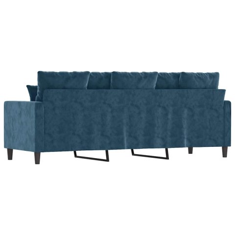 SOFA 3-OSOBOWA NIEBIESKI 180 CM TAPICEROWANA AKSAMITEM