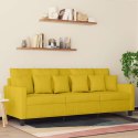 SOFA 3-OSOBOWA ŻÓŁTY 180 CM TAPICEROWANA AKSAMITEM