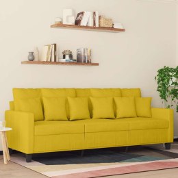 SOFA 3-OSOBOWA ŻÓŁTY 180 CM TAPICEROWANA AKSAMITEM