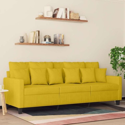 SOFA 3-OSOBOWA ŻÓŁTY 180 CM TAPICEROWANA AKSAMITEM