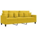 SOFA 3-OSOBOWA ŻÓŁTY 180 CM TAPICEROWANA AKSAMITEM