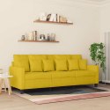 SOFA 3-OSOBOWA ŻÓŁTY 180 CM TAPICEROWANA AKSAMITEM
