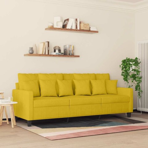SOFA 3-OSOBOWA ŻÓŁTY 180 CM TAPICEROWANA AKSAMITEM