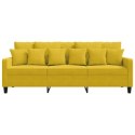 SOFA 3-OSOBOWA ŻÓŁTY 180 CM TAPICEROWANA AKSAMITEM