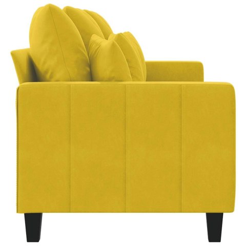SOFA 3-OSOBOWA ŻÓŁTY 180 CM TAPICEROWANA AKSAMITEM