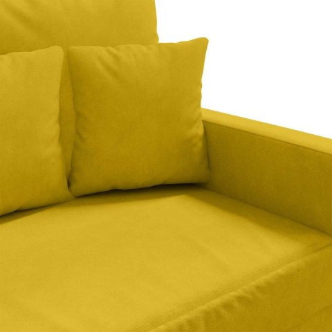 SOFA 3-OSOBOWA ŻÓŁTY 180 CM TAPICEROWANA AKSAMITEM