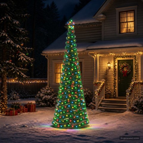 CHOINKA BŁYSZCZĄCA LED Z KOLCEM DO ZIEMI EKENAS 250 CM 370 LED
