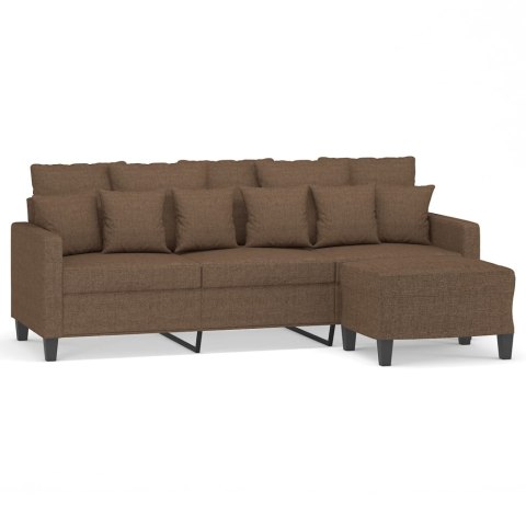 3-OSOBOWA SOFA Z PODNÓŻKIEM BRĄZOWY 180 CM TKANINĄ