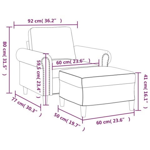 FOTEL Z PODNÓŻKIEM KREMOWY 60 CM OBITY AKSAMIT