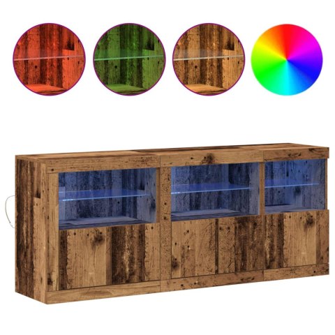 VidaXL Komoda LED Stare drewno 162 x 37 x 67 cm Drewno inżynieryjne